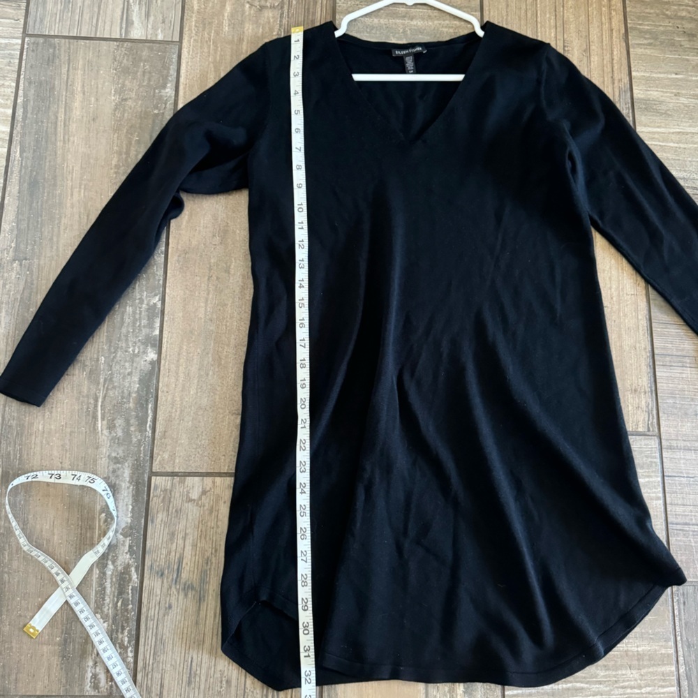 EILEEN FISHER V-Neck Wool Tunic Dress in black size small - Picture 8 of 11